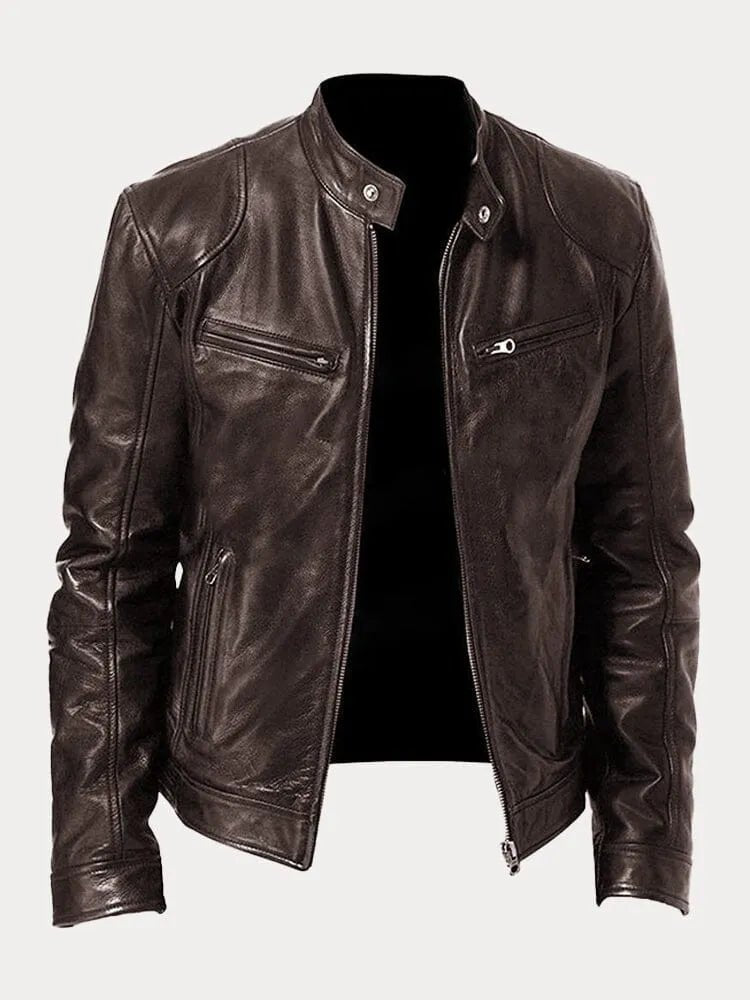 Men's Leather Casual Jacket - Stylish Everyday Outerwear for All Seasons - Satinni