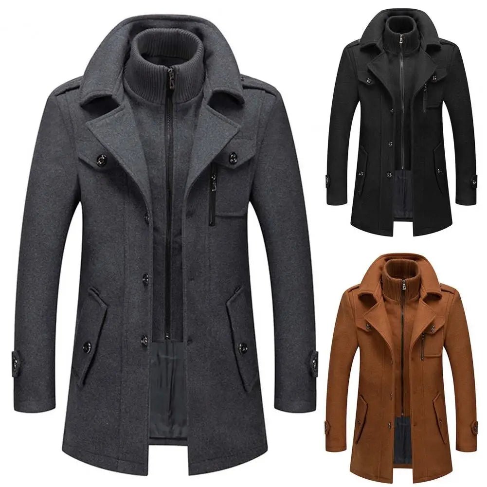 Men's Lined Winter Coat - Two-Piece Design for Cold Weather Protection - Satinni