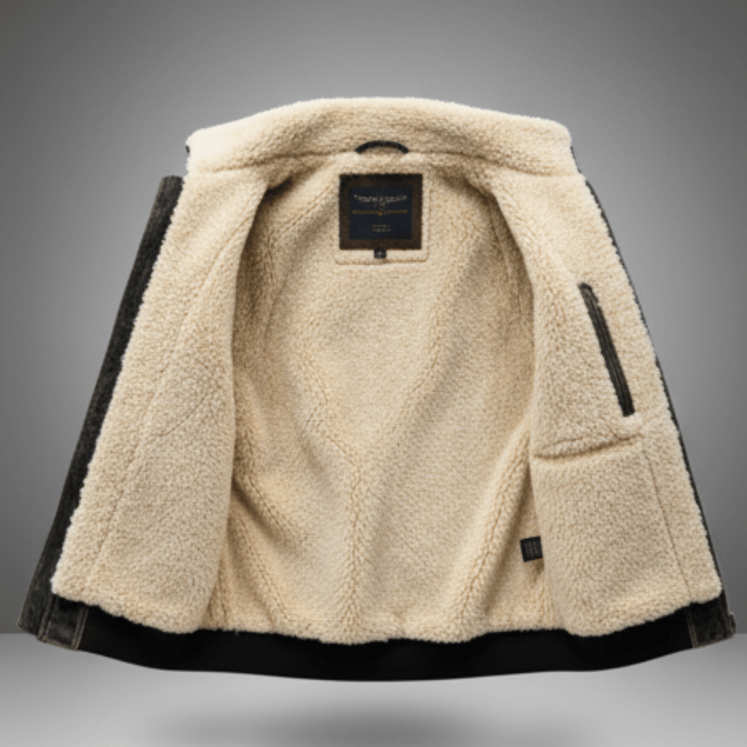 Men's Vintage Leather Jacket with Fluffy Lining - Warm and Soft for Casual Wear - Satinni