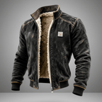 Men's Vintage Leather Jacket with Fluffy Lining - Warm and Soft for Casual Wear - Satinni