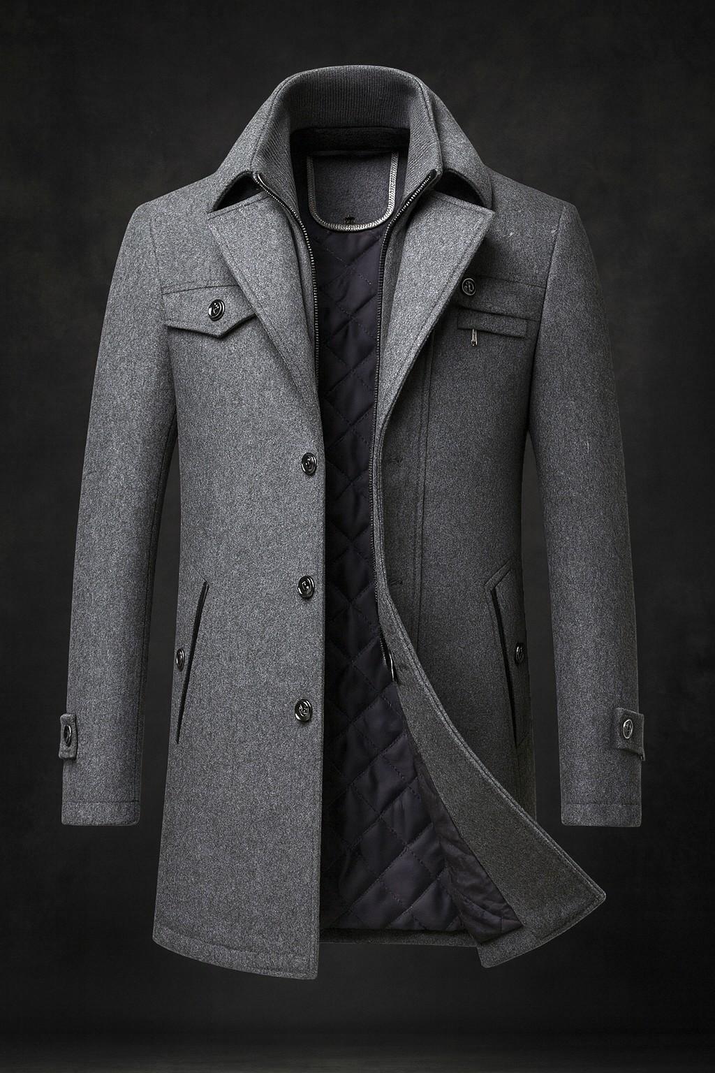 Men's Warm Lined Winter Coat with Textured Collar - Durable Outerwear for Cold Weather - Satinni
