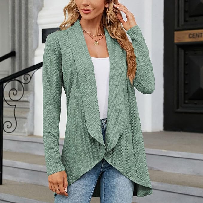 Open-Front Draped Cardigan in Soft Fabric for Casual Wear - Satinnis
