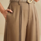 Pleated Wide-Leg Trousers in Soft Fabric for Casual or Office Wear - Satinni