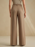 Pleated Wide-Leg Trousers in Soft Fabric for Casual or Office Wear - Satinni