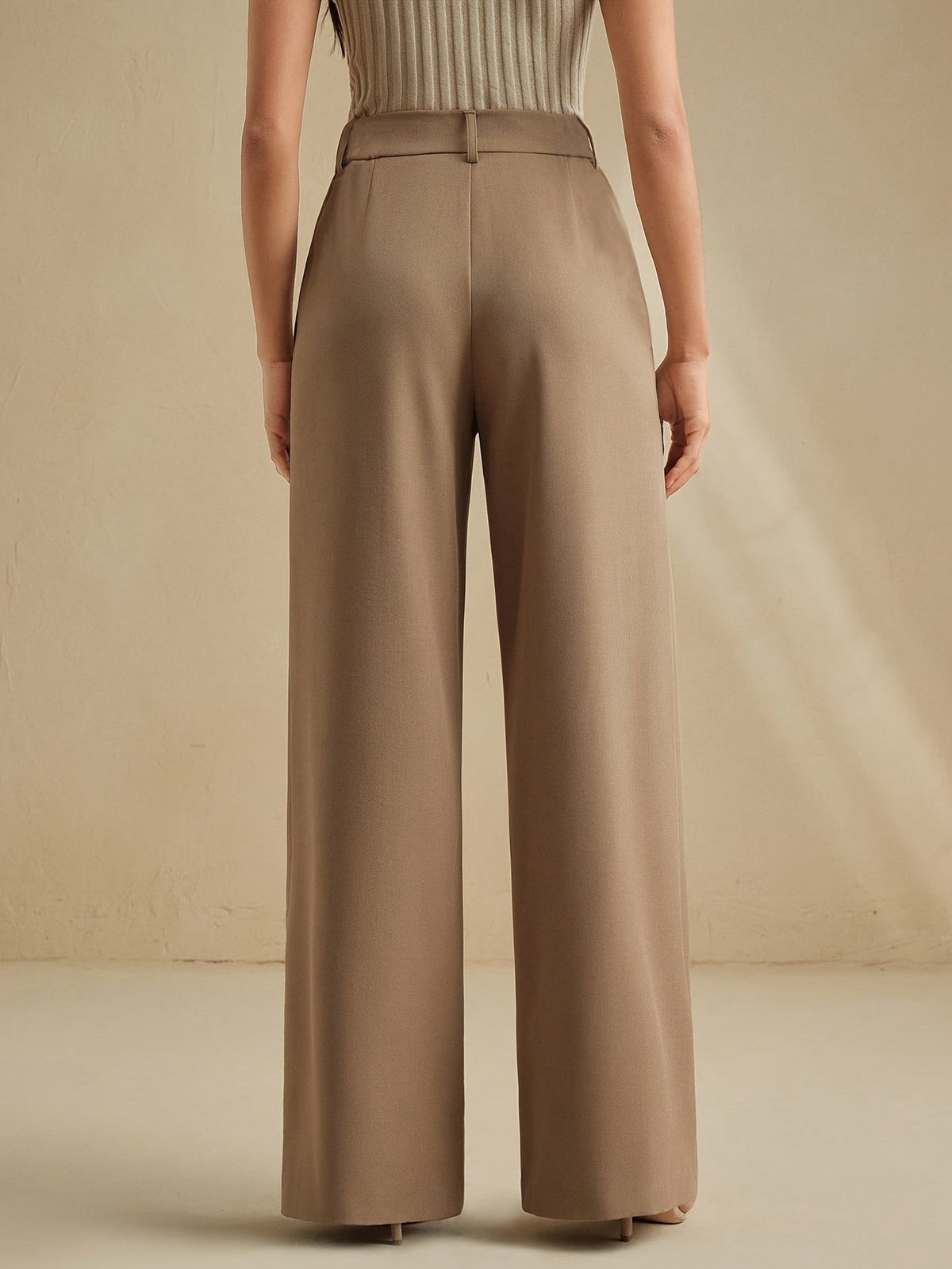 Pleated Wide-Leg Trousers in Soft Fabric for Casual or Office Wear - Satinni