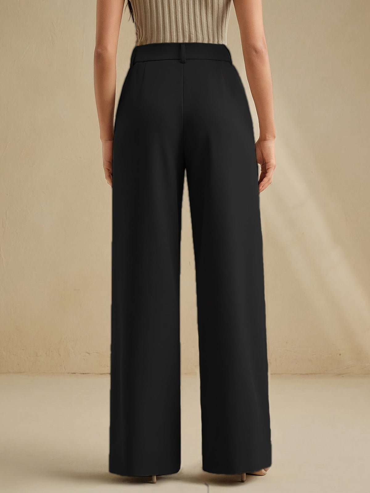 Pleated Wide-Leg Trousers in Soft Fabric for Casual or Office Wear - Satinni
