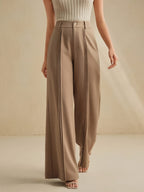 Pleated Wide-Leg Trousers in Soft Fabric for Casual or Office Wear - Satinni