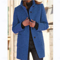 Refined Stand-Collar Coat in Wool Blend for Women's Outerwear - Satinni
