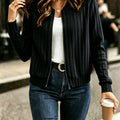 Ribbed Zip-Front Jacket in Soft Fabric for Casual Wear and Layering - Satinni