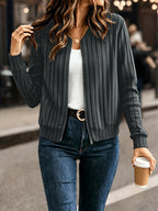 Ribbed Zip-Front Jacket in Soft Fabric for Casual Wear and Layering - Satinni
