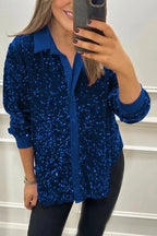 Shimmer Collared Shirt | Elegant Design | Women's Fashion Top - Satinnis