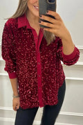 Shimmer Collared Shirt | Elegant Design | Women's Fashion Top - Satinnis