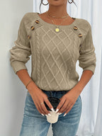 Textured Button Sweater for Women | Cozy Knit Casual Wear - Satinni