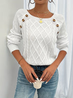 Textured Button Sweater for Women | Cozy Knit Casual Wear - Satinni