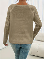 Textured Button Sweater for Women | Cozy Knit Casual Wear - Satinni