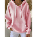 Textured Drawstring Hoodie for Women | Casual Pullover Sweatshirt - Satinni