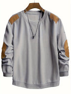 Textured Elbow-Patch Pullover Sweater for Men - Casual Knitwear - Satinni