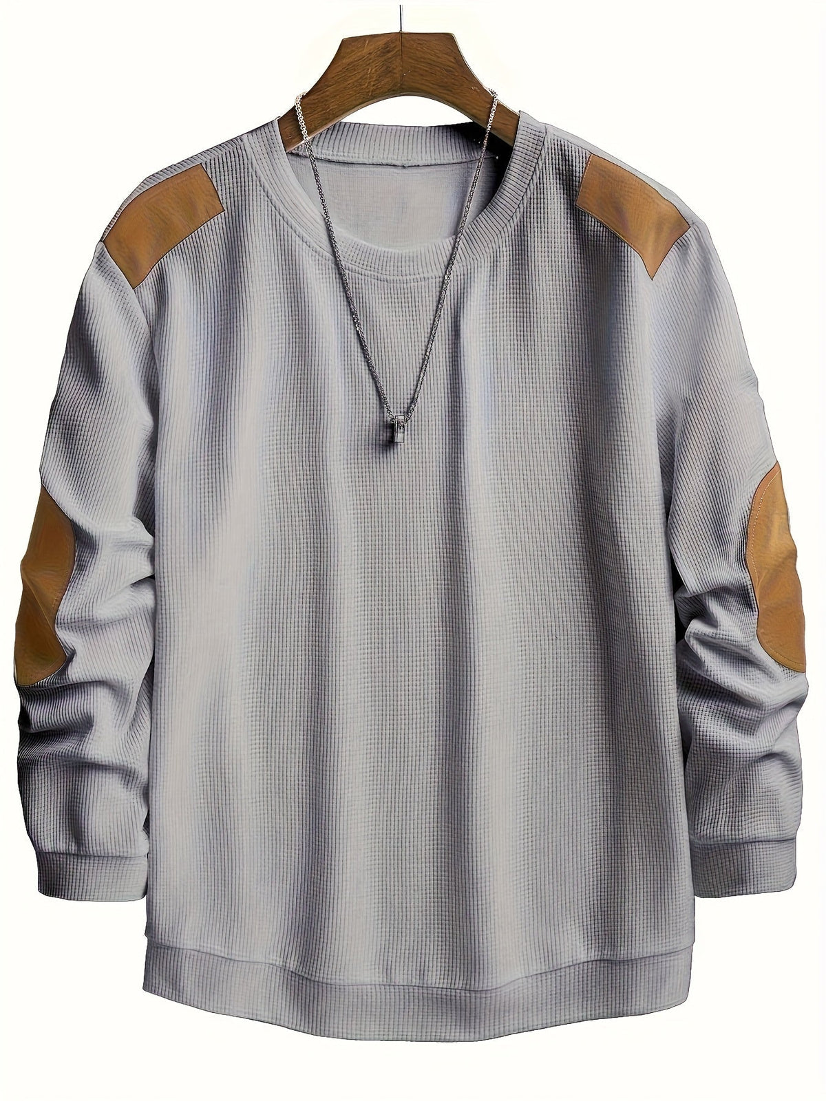 Textured Elbow-Patch Pullover Sweater for Men - Casual Knitwear - Satinni