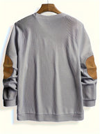 Textured Elbow-Patch Pullover Sweater for Men - Casual Knitwear - Satinni