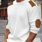 Textured Elbow-Patch Pullover Sweater for Men - Casual Knitwear - Satinni