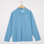 Textured Long-Sleeve Polo Shirt for Men | Casual Wear | Comfortable Fabric - Satinnis