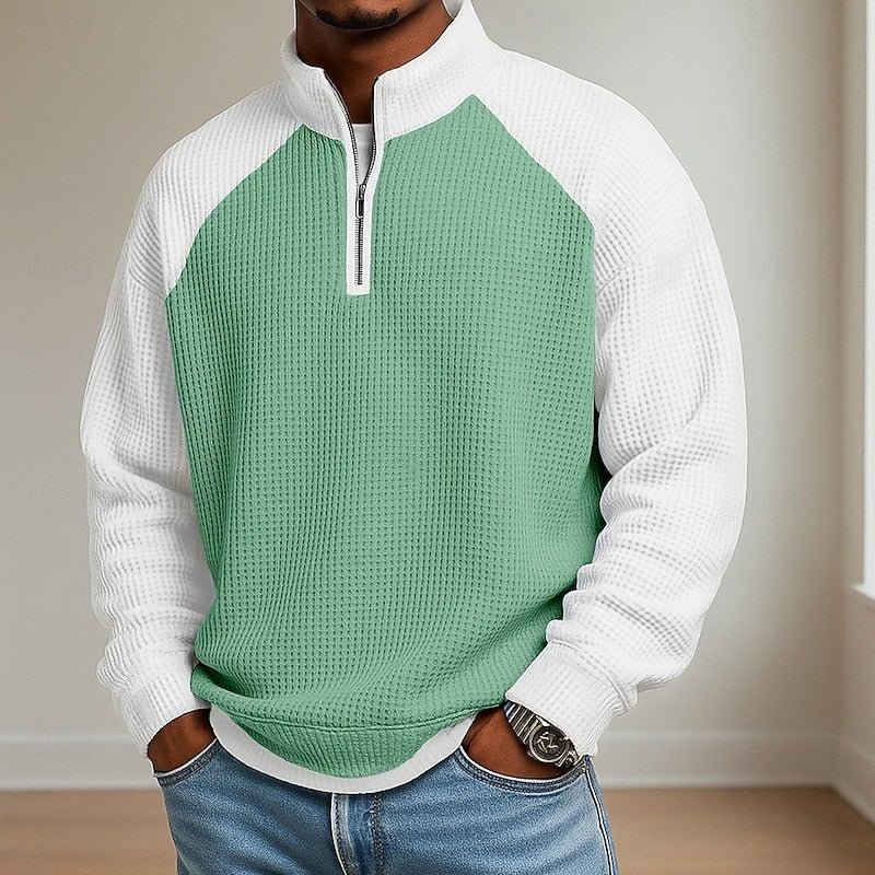 Textured Quarter-Zip Pullover for Men | Soft Fabric | Casual Wear - Satinni