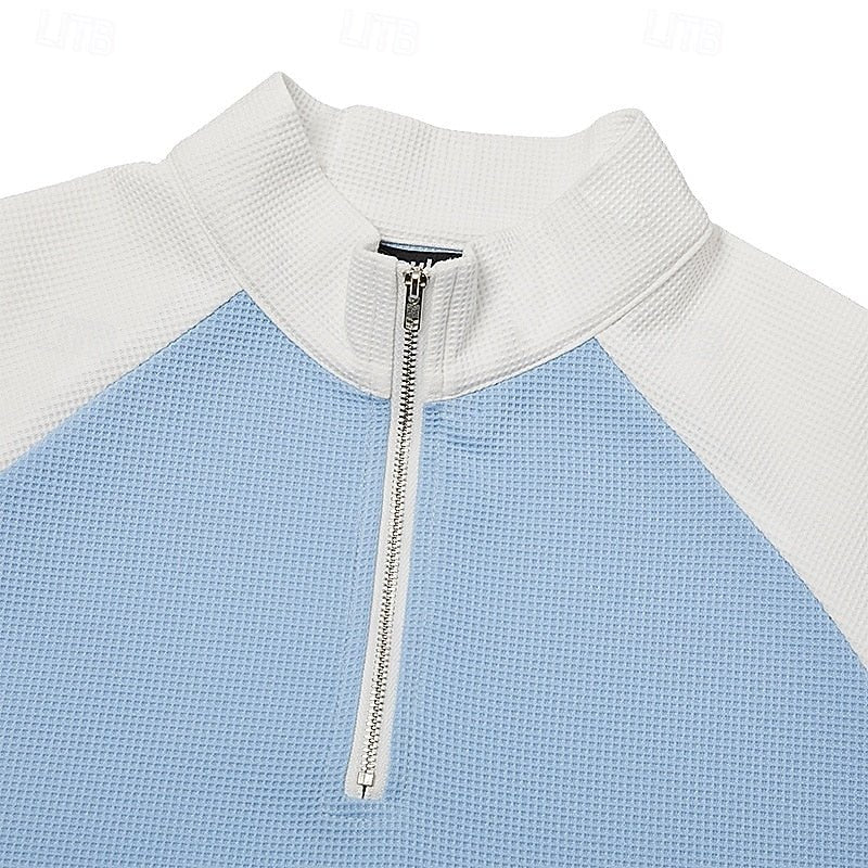 Textured Quarter-Zip Pullover for Men | Soft Fabric | Casual Wear - Satinni