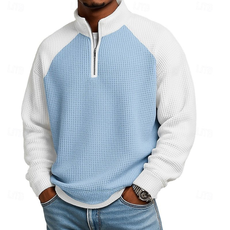 Textured Quarter-Zip Pullover for Men | Soft Fabric | Casual Wear - Satinni