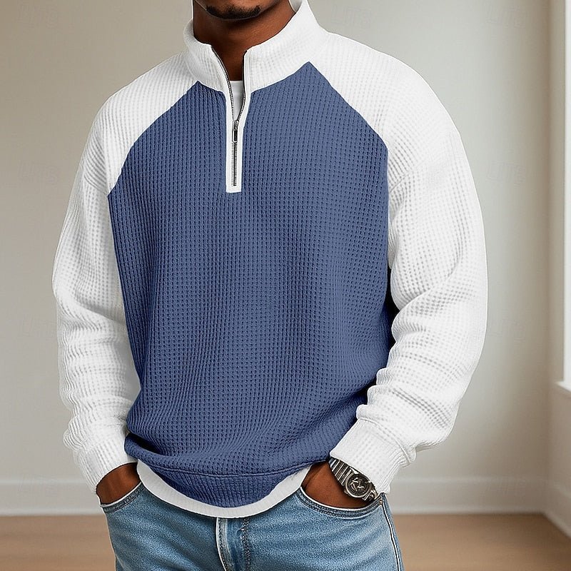 Textured Quarter-Zip Pullover for Men | Soft Fabric | Casual Wear - Satinni