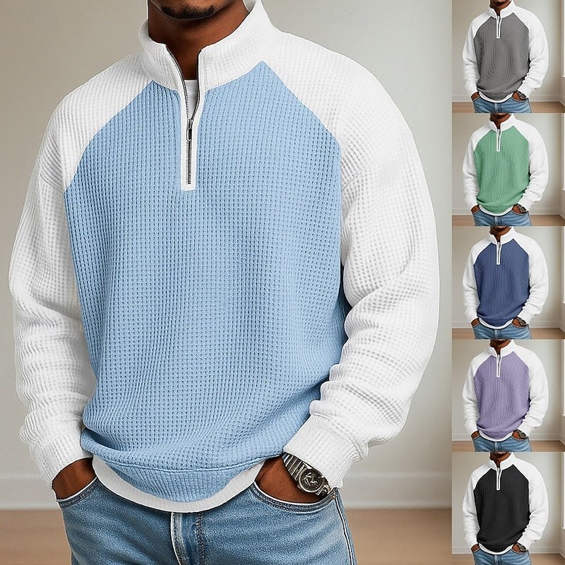 Textured Quarter-Zip Pullover for Men | Soft Fabric | Casual Wear - Satinni