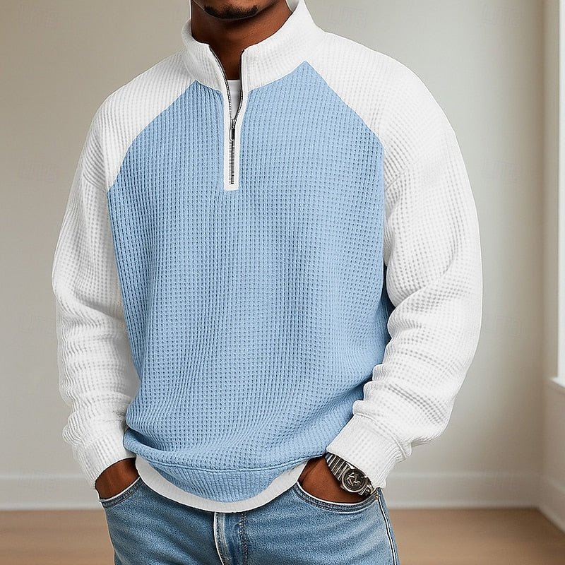 Textured Quarter-Zip Pullover for Men | Soft Fabric | Casual Wear - Satinni