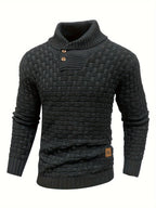Textured Shawl-Collar Sweater for Men | Cozy Knitwear for Casual Wear - Satinni