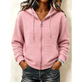 Textured Zip-Up Hoodie for Women | Casual Lightweight Layering Jacket - Satinni