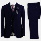 Tweed Herringbone Men's Three-Piece Double-Breasted Suit for Formal Events - Satinni