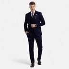 Tweed Herringbone Men's Three-Piece Double-Breasted Suit for Formal Events - Satinni