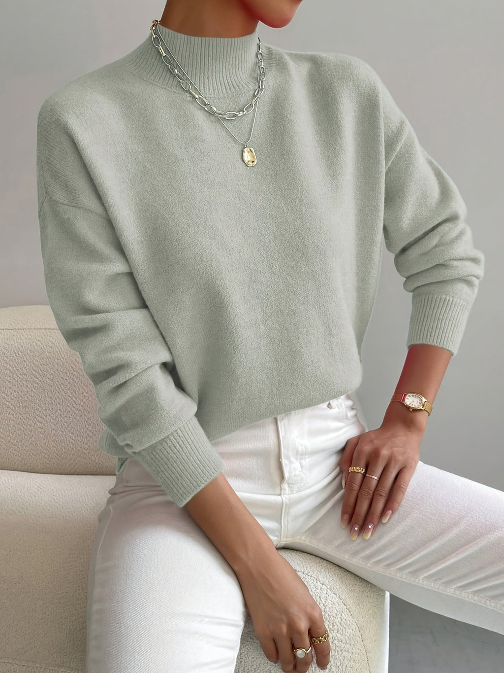 Women's Turtleneck Sweater - Soft Knit Fabric - Elegant Winter Fashion - Satinni
