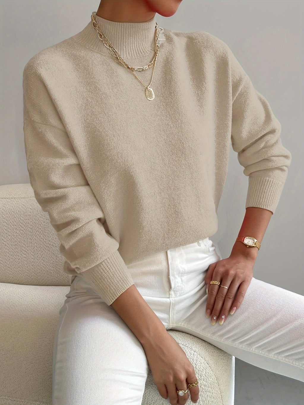 Women's Turtleneck Sweater - Soft Knit Fabric - Elegant Winter Fashion - Satinni